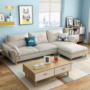 Sofa Góc Vải Tay Ốp Gỗ TA353