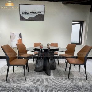 Bàn Ăn 6 Ghế Mặt Đá Tròn Cao Cấp TA142