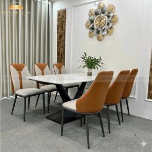 Bàn Ăn 6 Ghế Mặt Đá Nhập Khẩu TA146