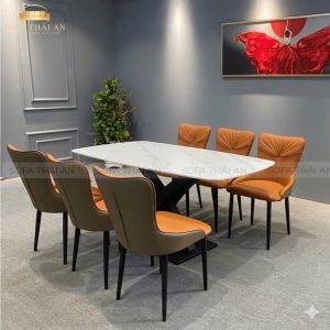 Bàn Ăn 6 Ghế Mặt Đá Nhập Khẩu TA153