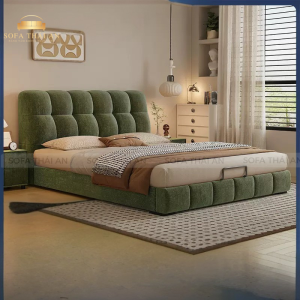 Giường Ngủ Vải Nhung Xanh Riêu TA446